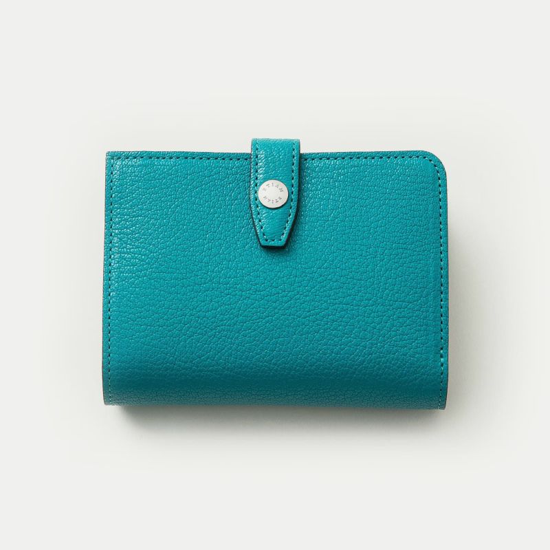 ゴート（バイカラー） 二つ折り財布（小銭入れ付） - Turquoise Blue