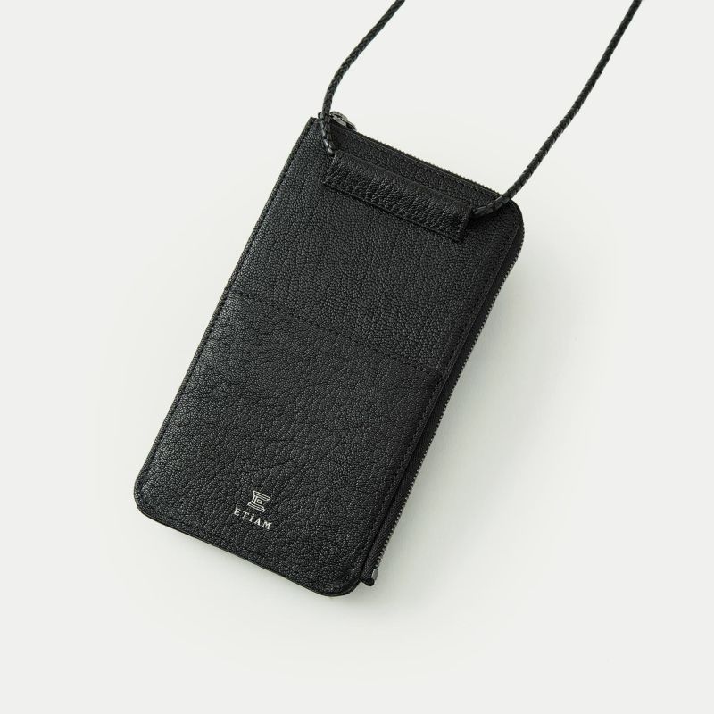 ゴート L字ファスナーウォレットショルダー《Envelop》 - Black - | ETiAM