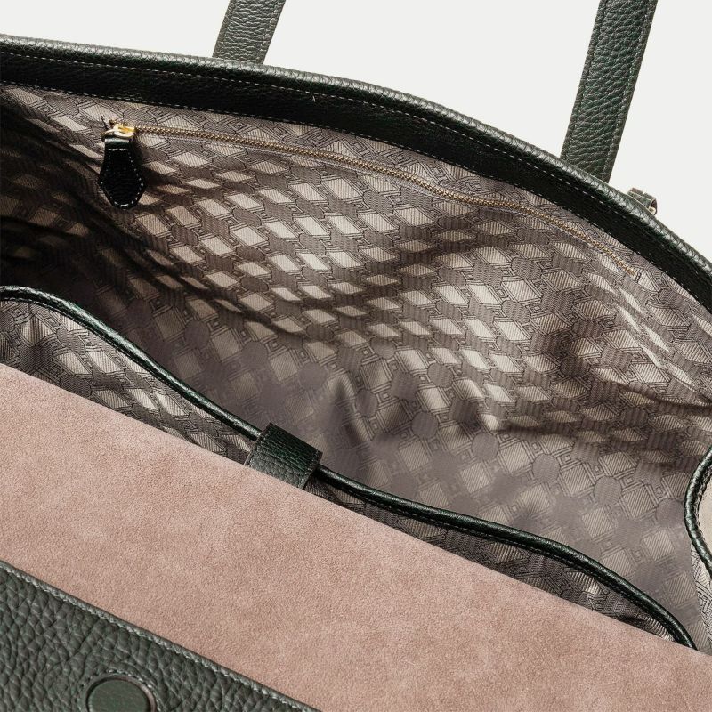 ETIAM キャンバスフラップトートバッグL Green シュリンク フラップトートバッグ(S)《Embrace》 - British