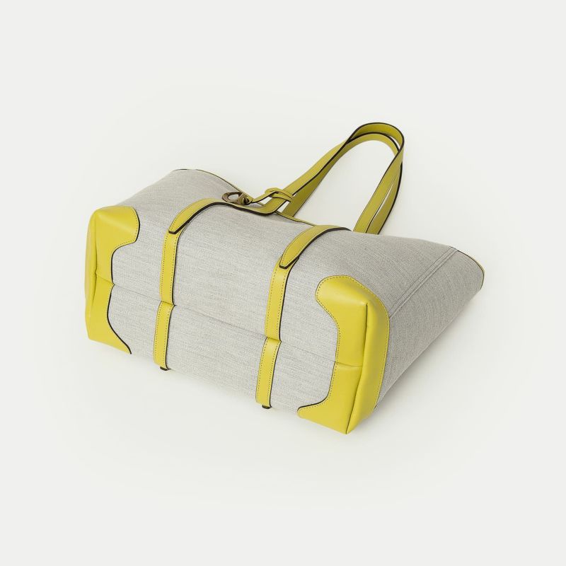 エラスティック（綿） 横型トートバッグ《Bouncy》 - Light Gray -