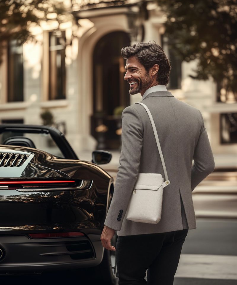 シュリンク 縦型ショルダーバッグ《Grace》 - Light Gray -