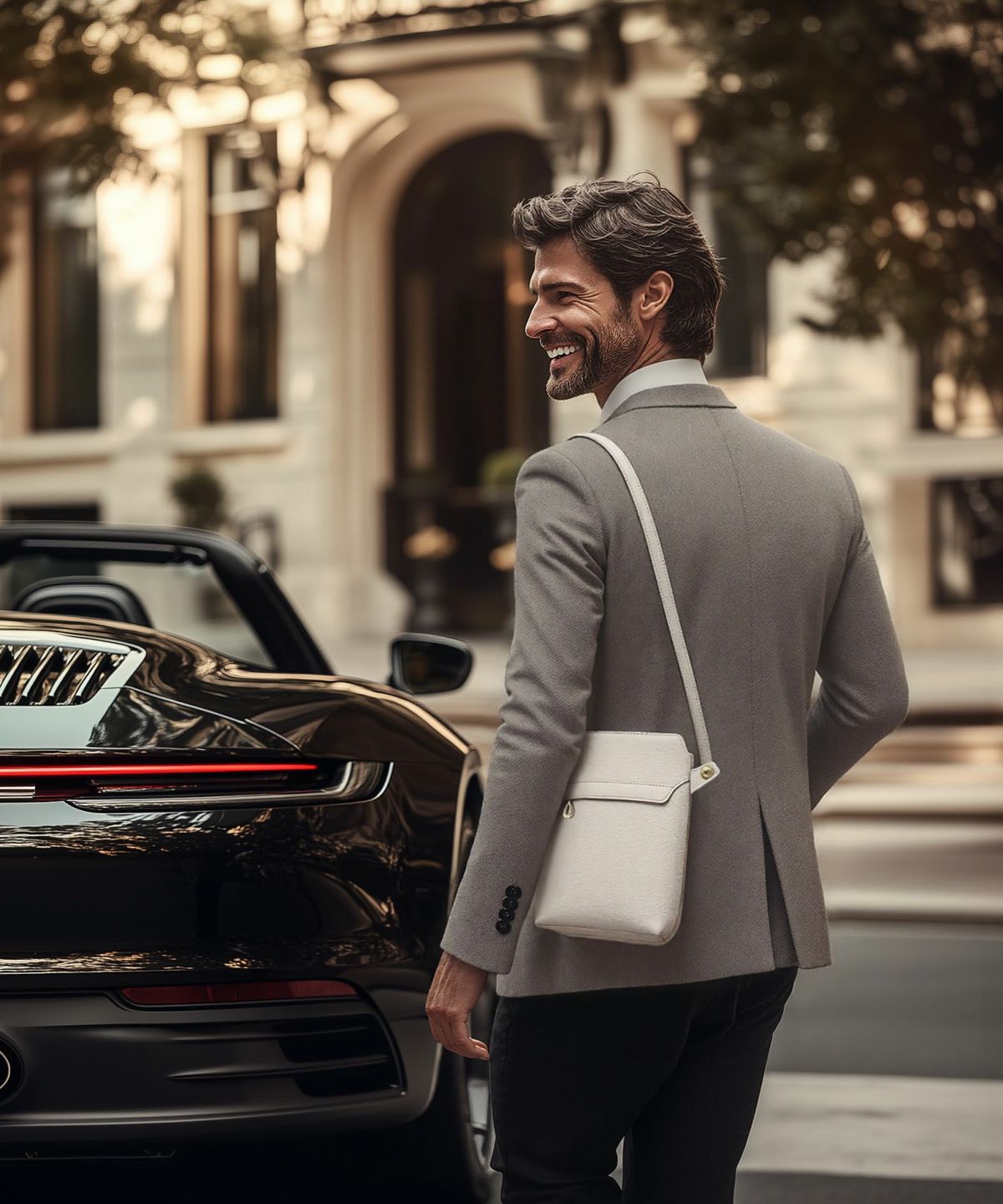 シュリンク 縦型ショルダーバッグ《Grace》 - Light Gray -