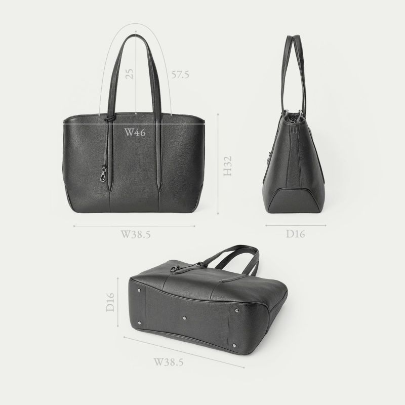 シェーブル ファスナートートバッグ（L）《Flexi》 - Black - | ETiAM