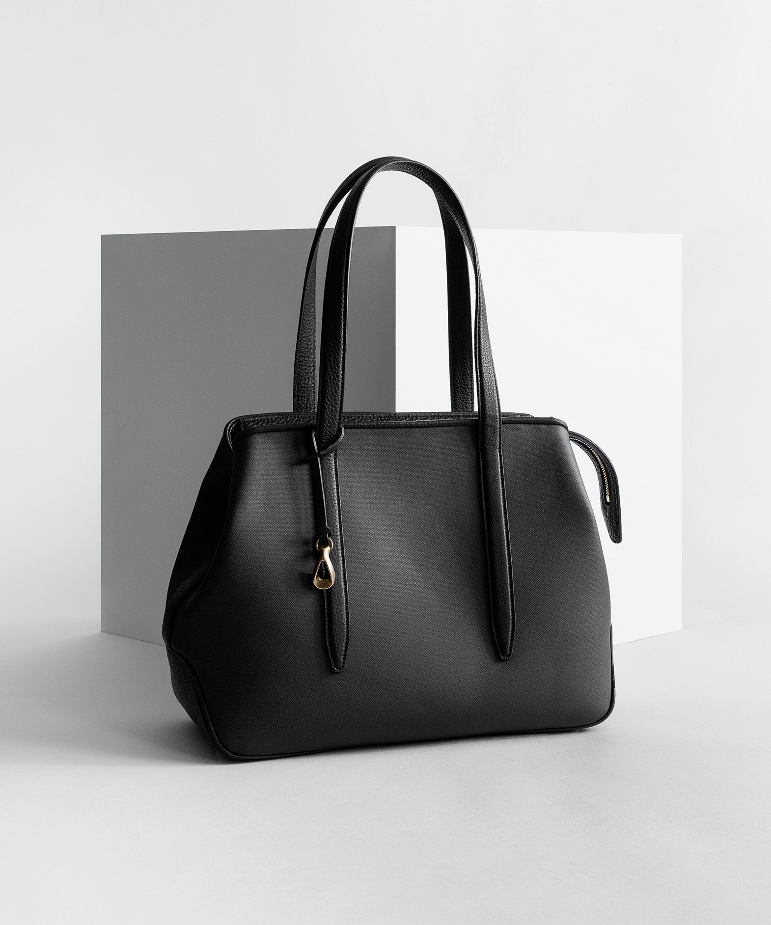 キャンバス ファスナートートバッグ（S）《Flexi》 - Deep Black -