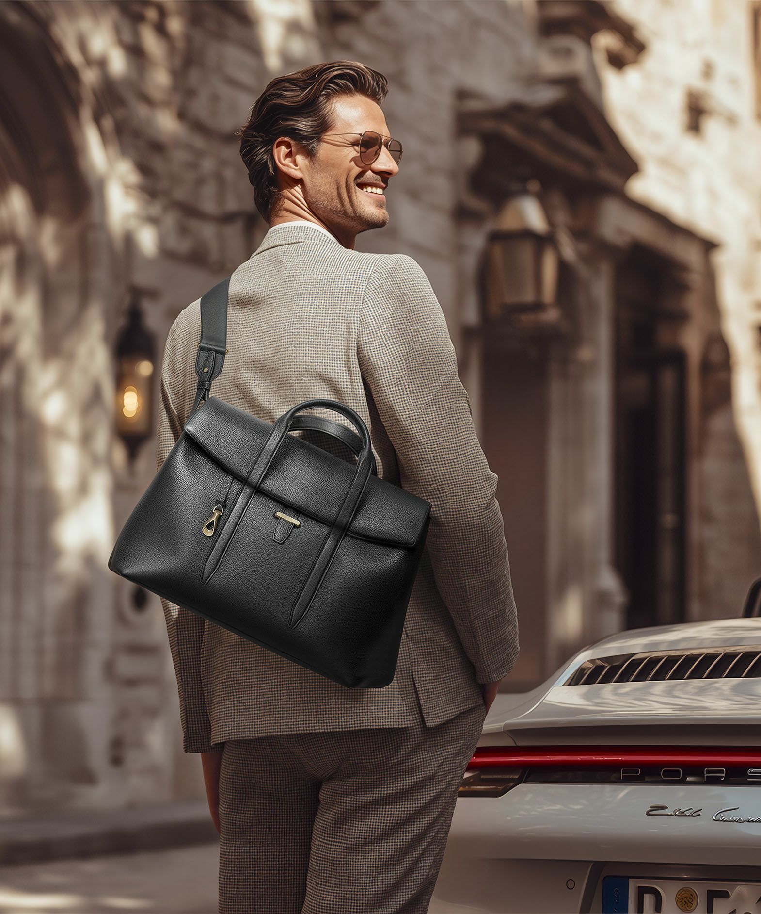 シュリンク フラップブリーフケース《Bliss》 - Black - | ETiAM