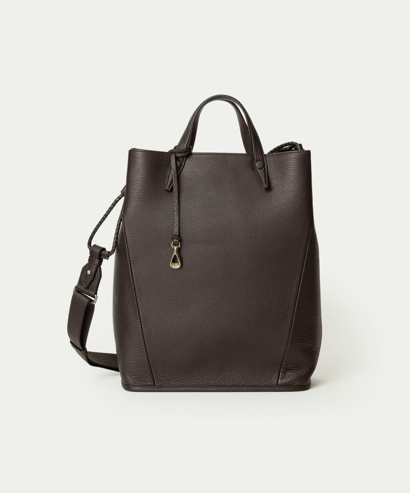 シュリンク ドローストリングショルダーバッグL 《Inflect》 - Umber Brown -