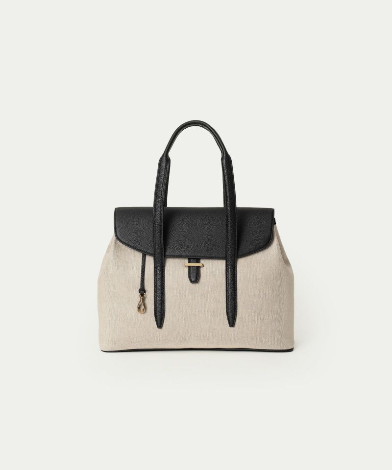 キャンバス フラップトートバッグ(S)Ver.2 《Embrace》 - Black -