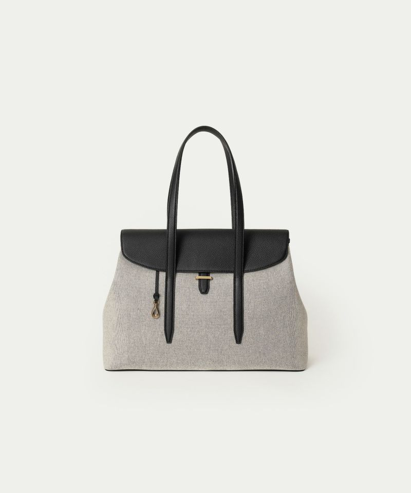 キャンバス フラップトートバッグ(L) Ver.2 《Embrace》 - Black × Black -